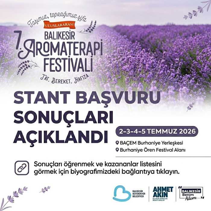 Uluslararası 7. Balıkesir Aromaterapi Festivali Stant Başvuru Sonuçları Açıklandı