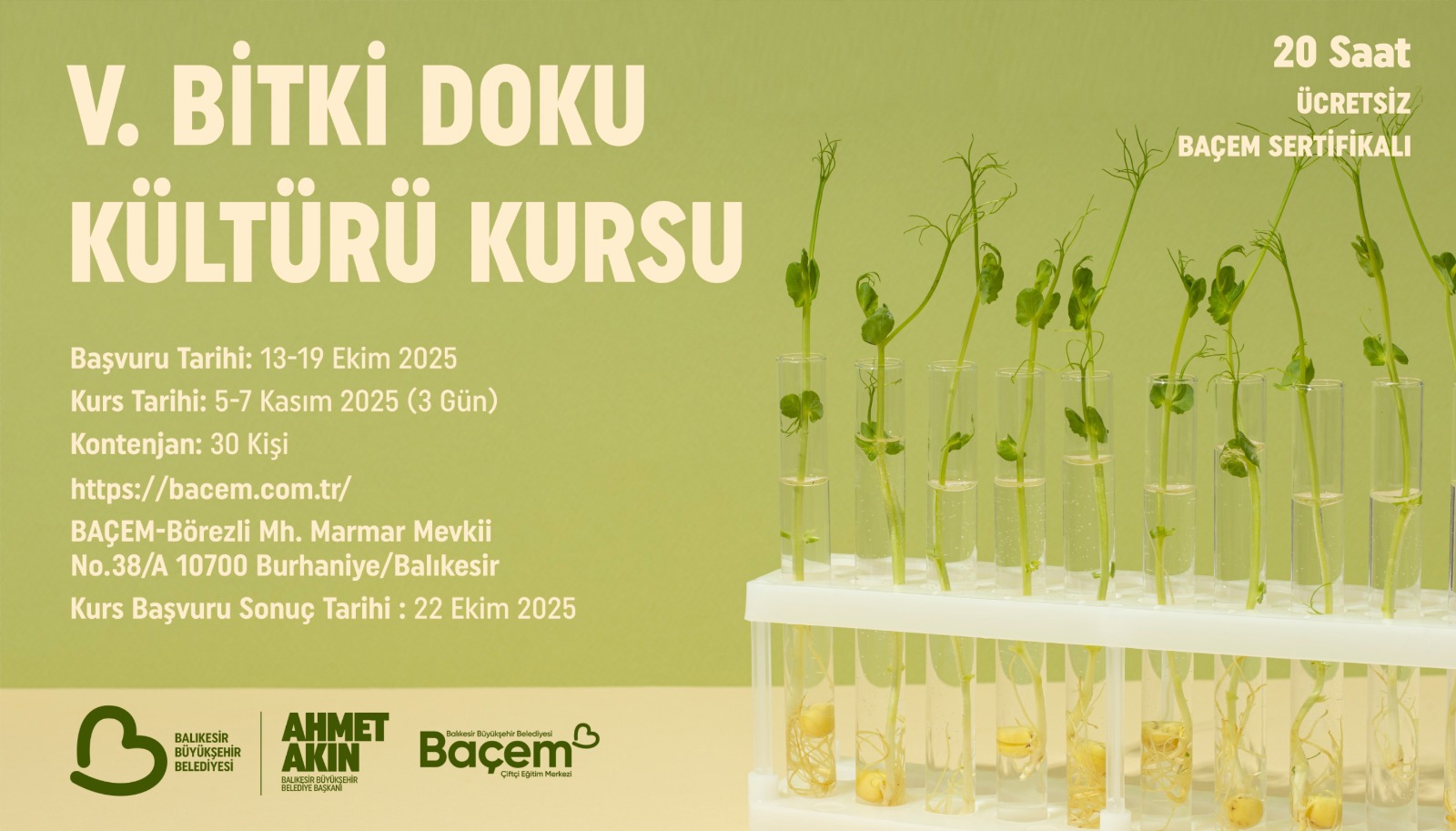 BAÇEM V. Bitki Doku Kültürü Kursu Başvuru Sonuçları Açıklandı!