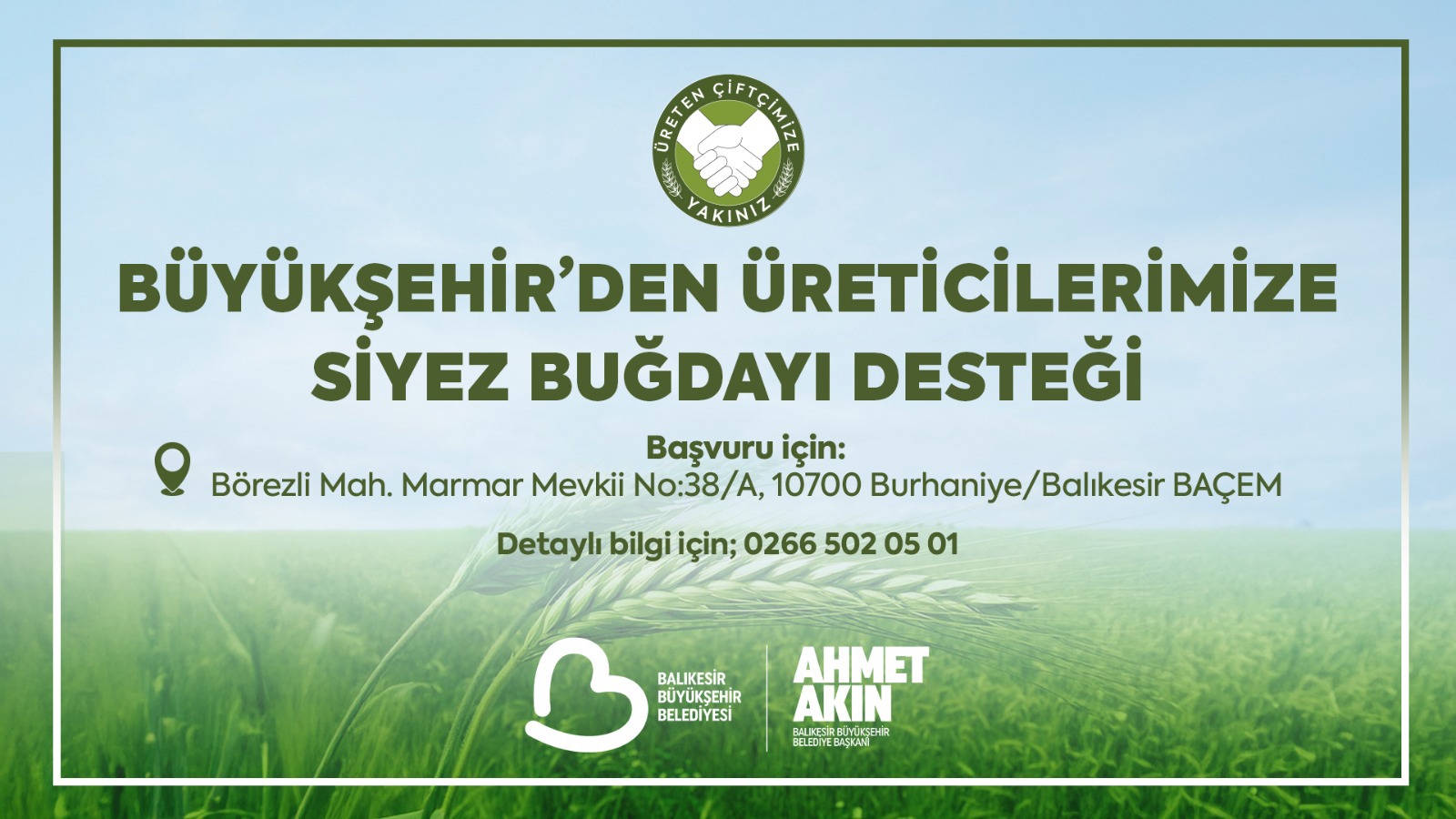 Üreticilerimize Siyez Buğdayı Desteği