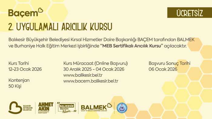 BAÇEM ’’II.Uygulamalı Arıcılık Kursu’’ Online Başvuru Formu Yayınlandı !