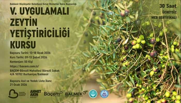 V. Uygulamalı Zeytin Yetiştiriciliği Kursu Başvuru Formu Yayınlandı !